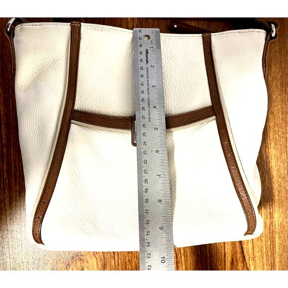 VTG Stone Mountain White Leather Shoulder Bag with Adjustable Strap - Picture 11 of 11